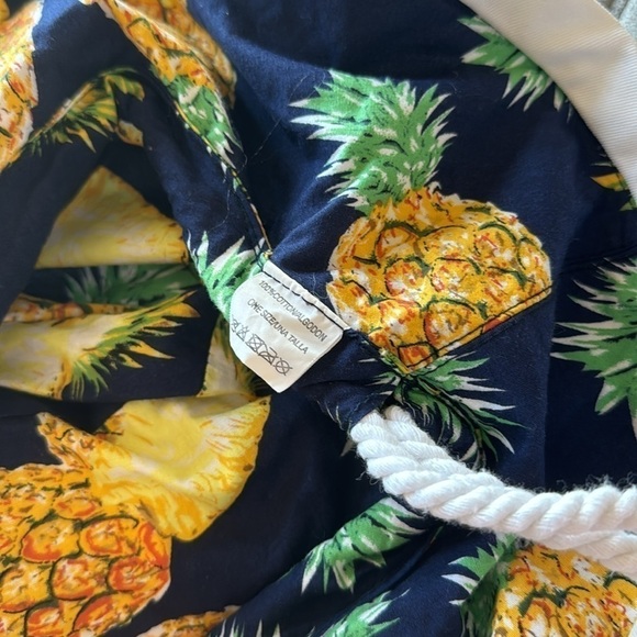 PANAMA JACK Sun Hat Bucket REVERSIBLE Pineapple Print WHITE Drawstring Cotton main image 10